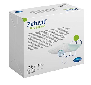 Zetuvit® Plus Silicone /Цетувит Плюс Силикон 12,5х12,5 см, 10 шт./уп.