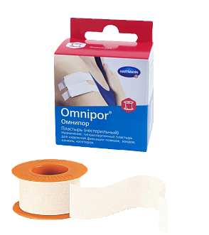 Omnipor® / Омнипор - пластырь фиксирующий из нетканного материала, с еврохолдером: 2,5 см х 5 м.