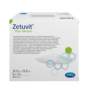 Zetuvit® Plus Silicone /Цетувит Плюс Силикон 12,5х12,5 см, 10 шт./уп.