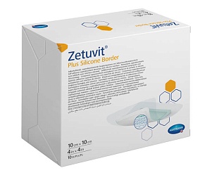 Zetuvit® Plus Silicone Border/Цетувит Плюс Силикон Бордер 10х10 см, 10 шт./уп.
