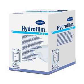 Hydrofilm® plus / Гидрофилм плюс - прозрачная  повязка с впитывающей подушечкой,5см х 7,2 см,50 шт.